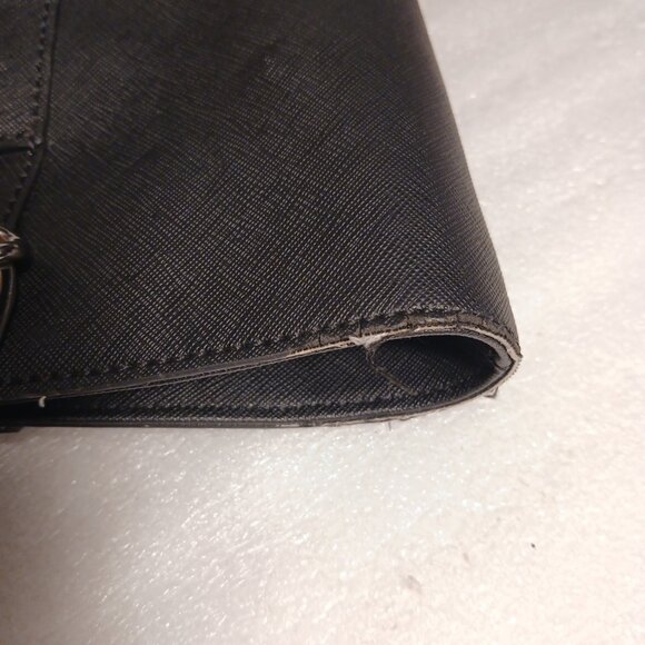 Calvin Klein Hayden Saffiano Black Leather Tote Silver Chain Handles Used - Picture 4 of 16